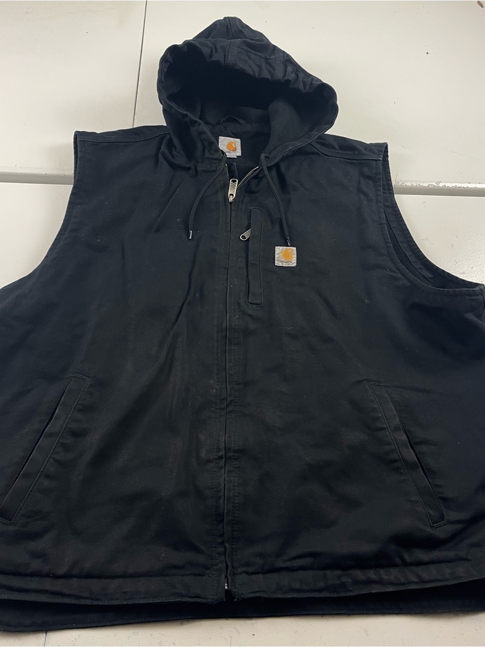 Carhartt duck canvas Relaxed Fit Hooded Vest Men 3X Black Street wear work wear
